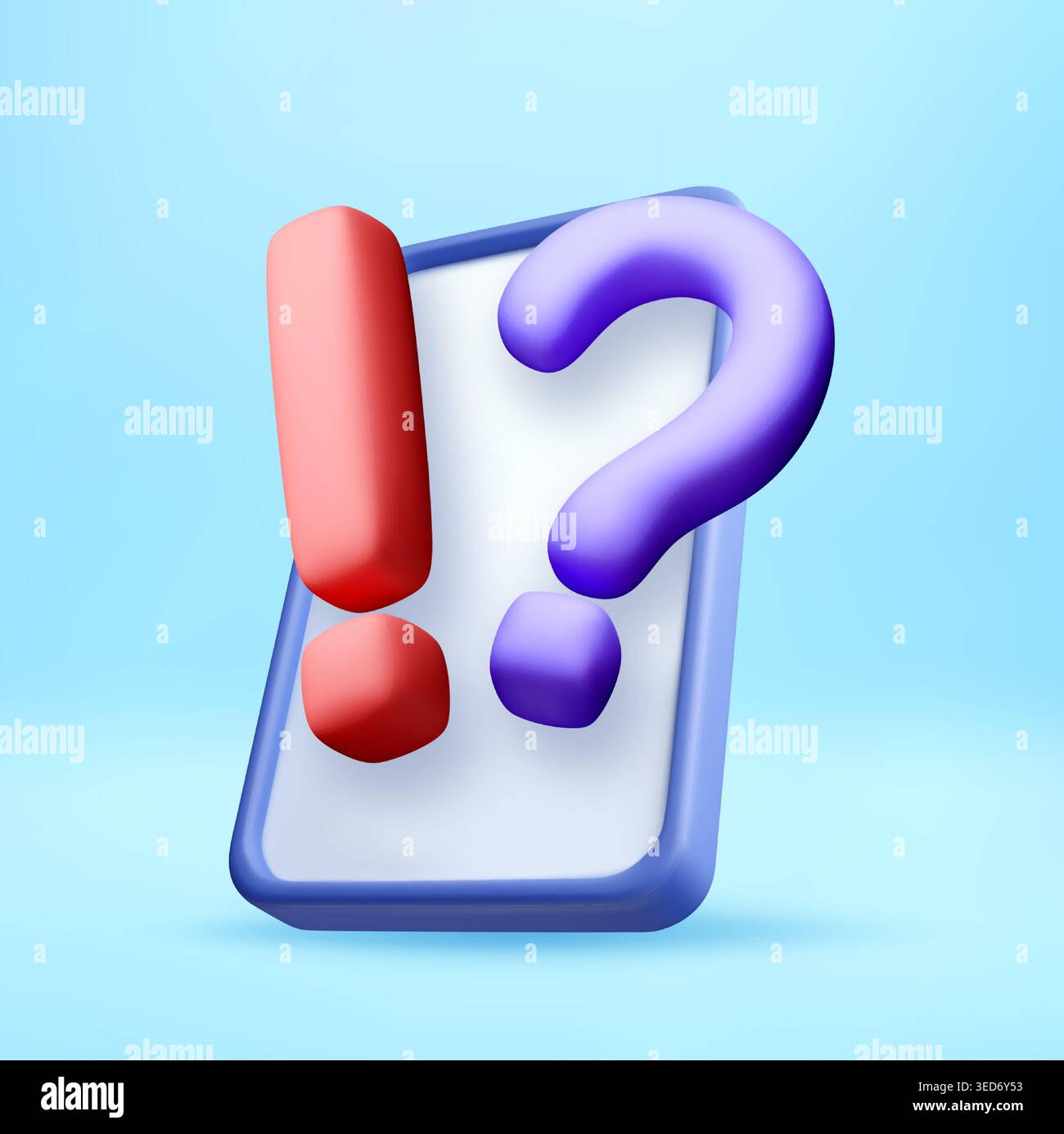 3D Exclamation and question mark on smartphone Stock Vector