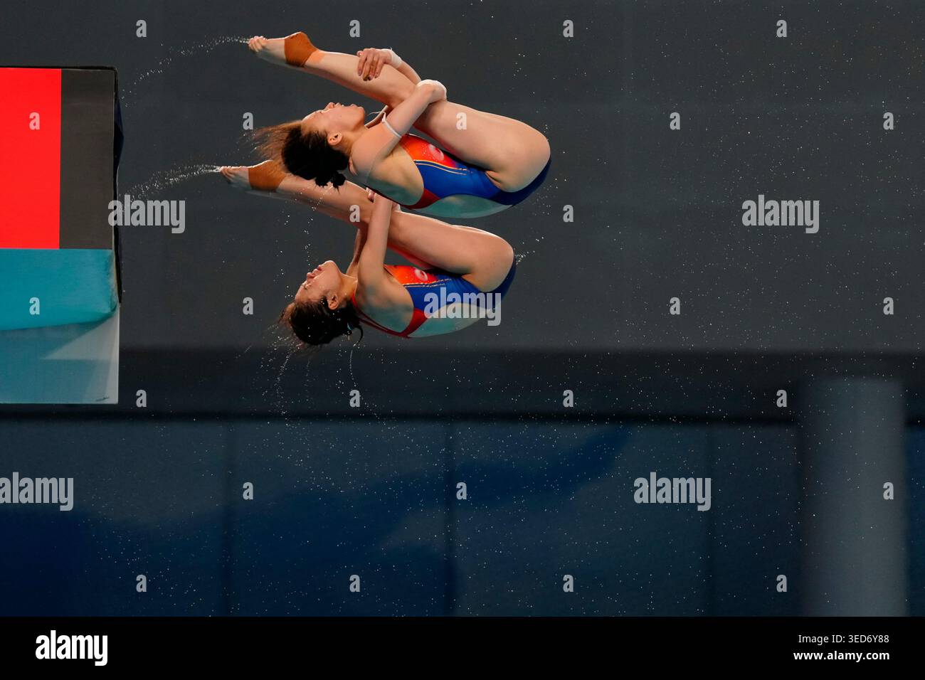 Yuxi Chen and Wei Lu of China compete in the Women's Synchronized 10m ...