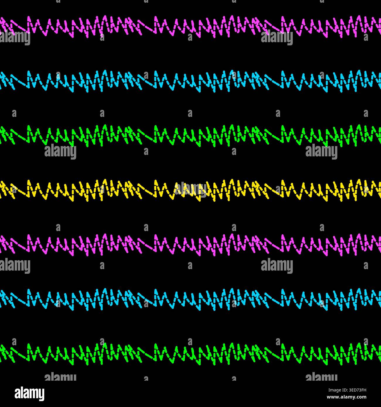 Abstract Wave Neon Squares Seamless Pattern with Grunge Texture Stock Vector