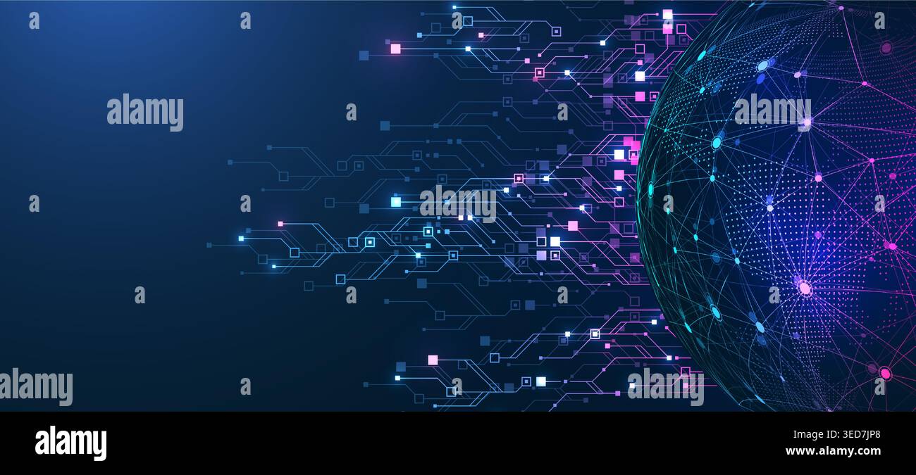 Quantum computer technologies concept. Futuristic blue circuit board background vector. Modern technology circuit board texture background design Stock Vector