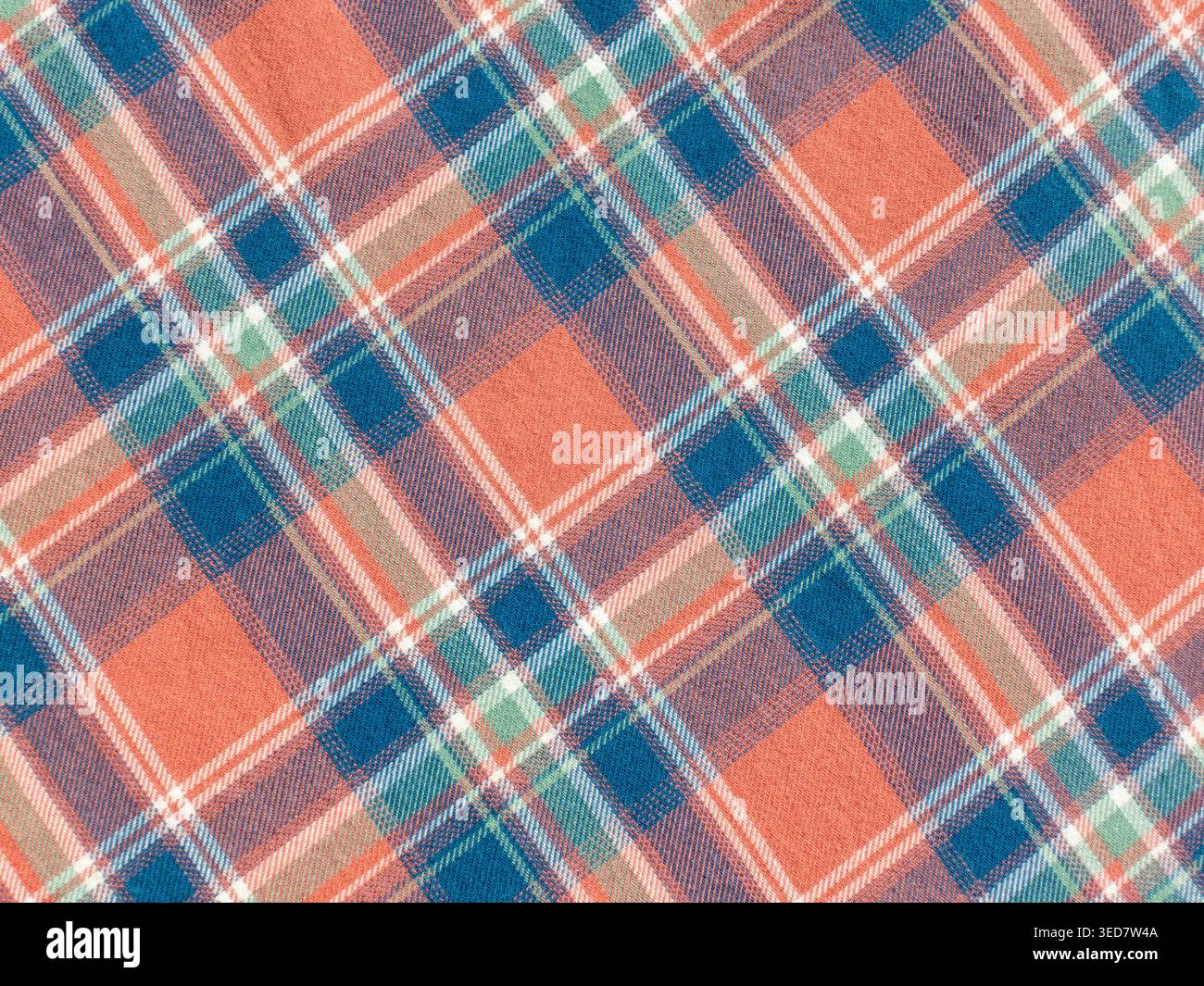 Blue-red check textile background Stock Photo