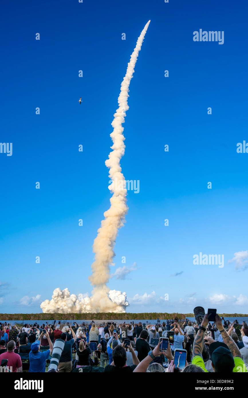 United States, Florida, Kennedy Space Center (KSC), NASA's lunar rocket, Artemis II, was launched on Wednesday, April 1, 2026 Stock Photo