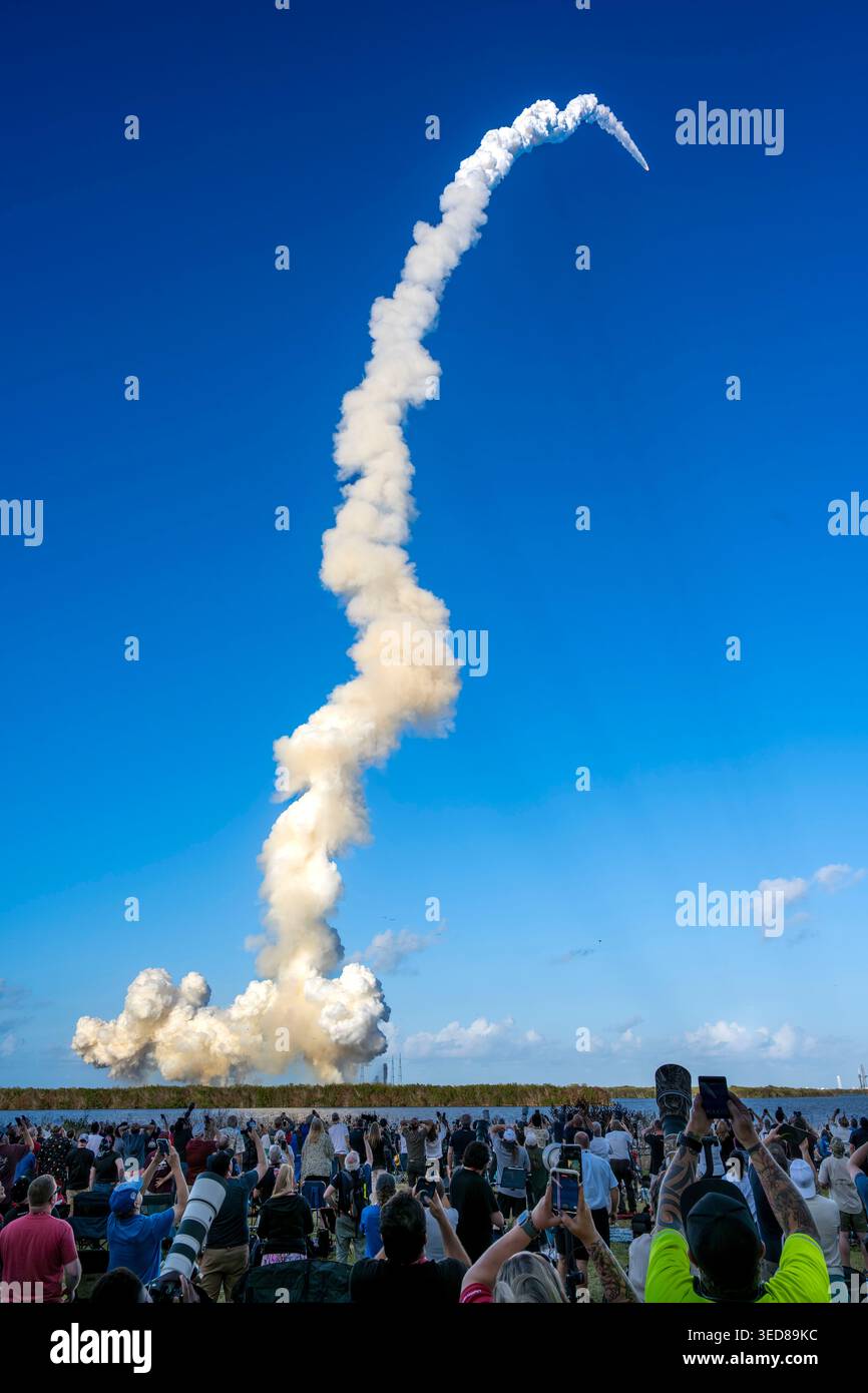 United States, Florida, Kennedy Space Center (KSC), NASA's lunar rocket, Artemis II, was launched on Wednesday, April 1, 2026 Stock Photo