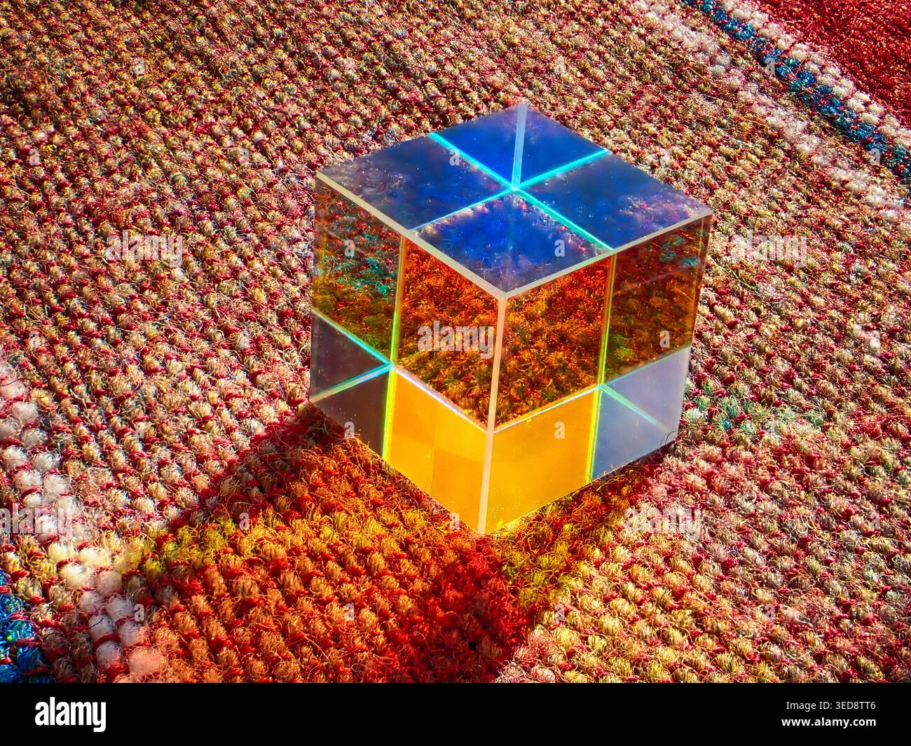 Colored glass cube prism decoration and object Stock Photo