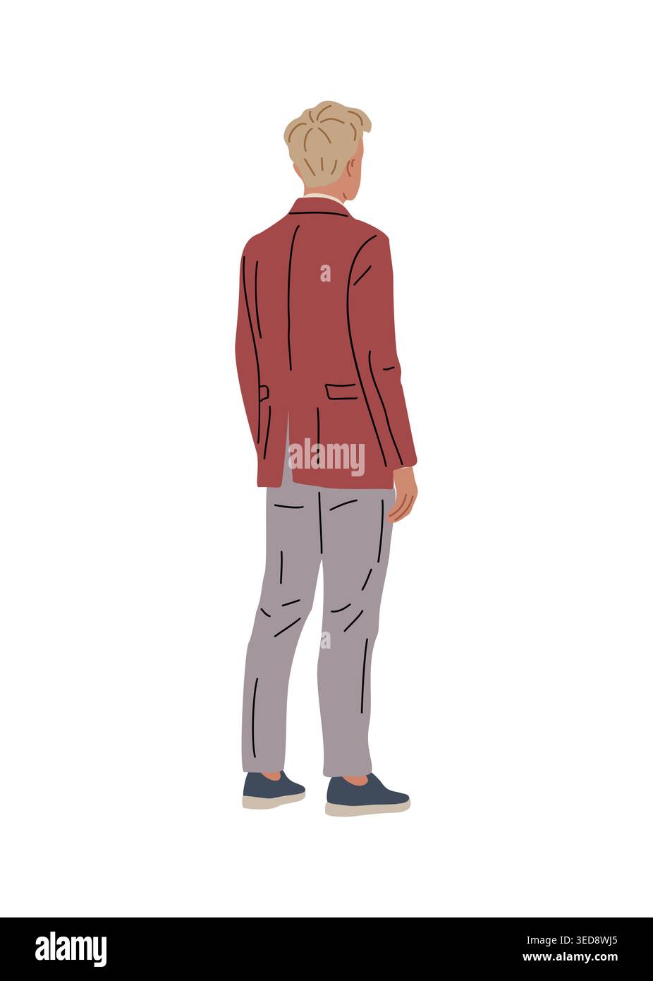 Business Man stands rear view, turned back Stock Vector