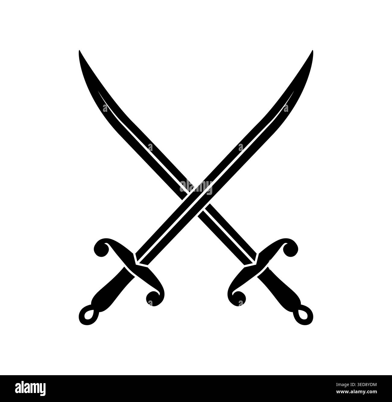 Pirate sabers and swords icons, corsair battle blades and sailor ...