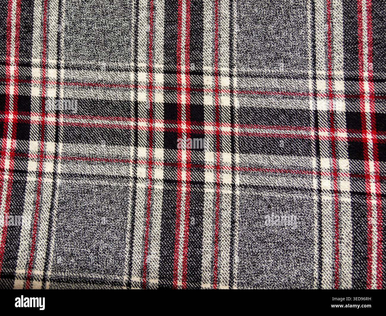 Gray check red stripe fabric texture Stock Photo