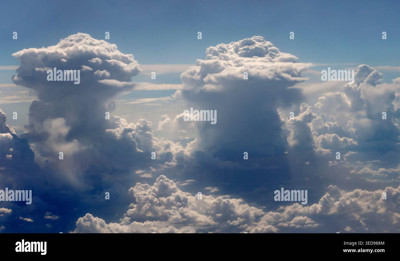 Cumulonimbus (thunderhead) clouds in the sky above the north coast of Cuba near Matanzas. Stock Photo