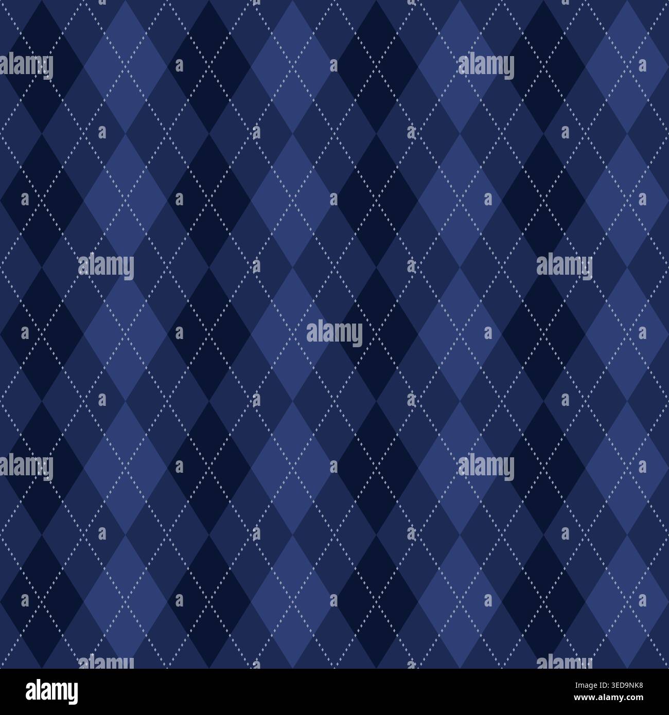Argyle seamless pattern. Repeating blue argyles background for golf. Rhombus patterns navy plaid. Repeated knit design prents. Argyll diamond patern Stock Vector
