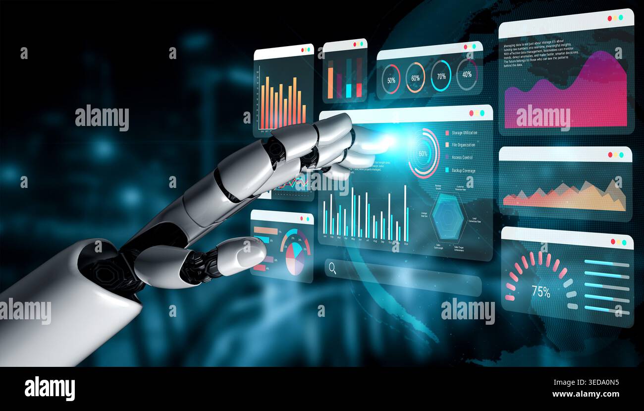 Artificial intelligence enhances data management and analytics dashboard for performance optimization Parse Stock Photo
