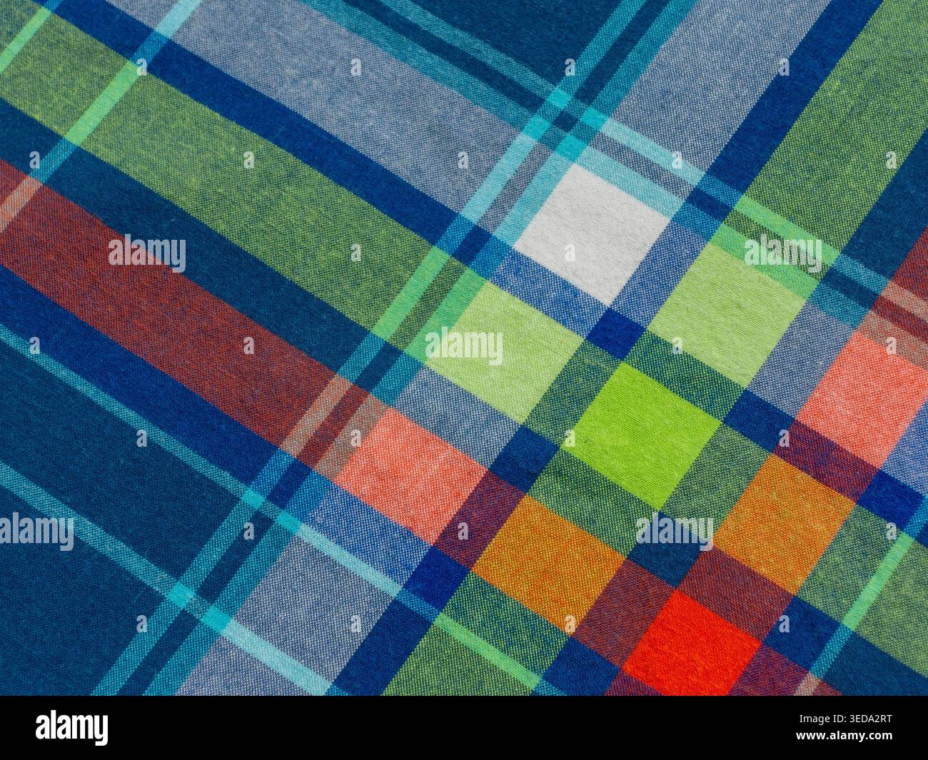 Multi-colored cage fabric cotton texture Stock Photo