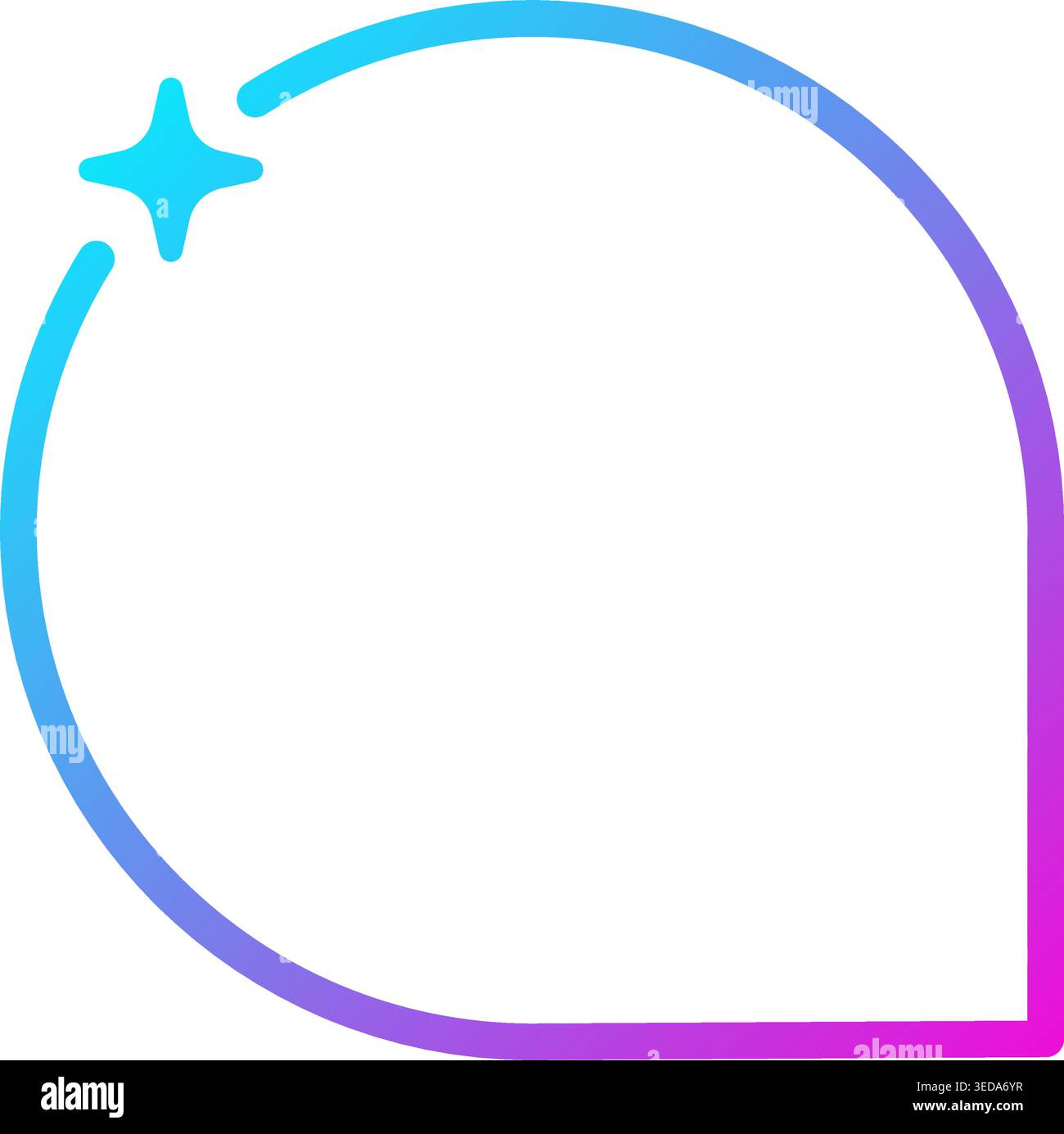 AI gradient rectangle speech bubble. Artificial intelligence neon chat box with star. Tech text frame with blue pink gradient. Neural network bar Stock Vector