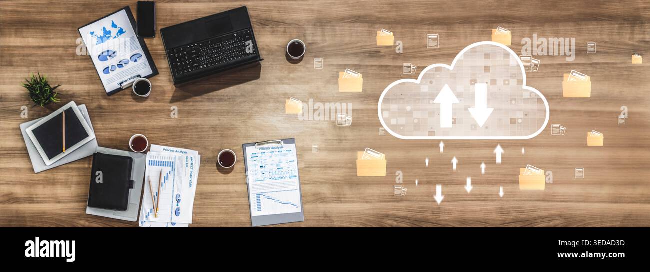 Cloud computing enables digital growth with secure data storage, scalable infrastructure, and strategic cloud-based business solutions. Vouch Stock Photo