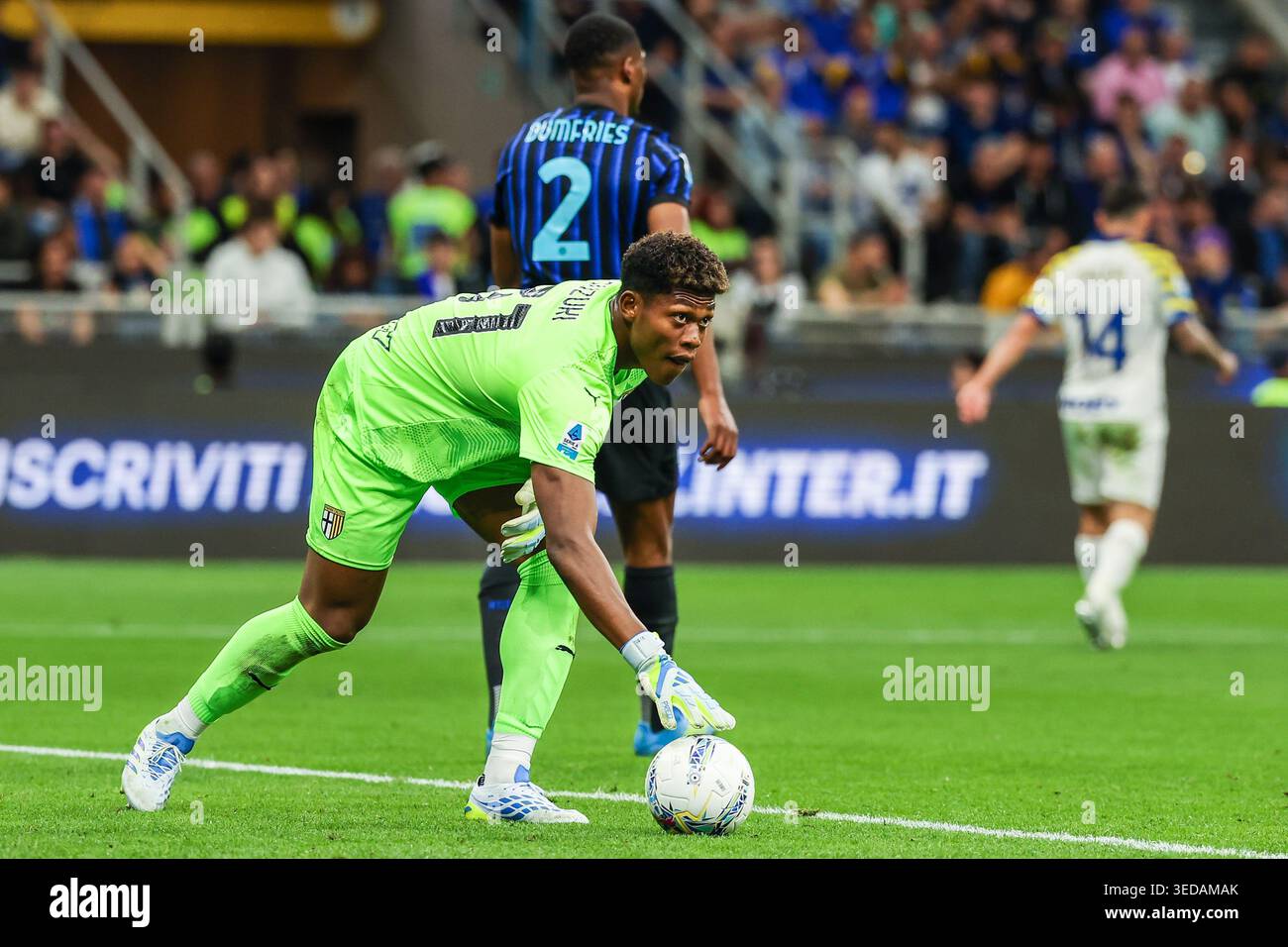 Milan, Italy. 03rd May, 2026. Zion Suzuki of Parma Calcio 1913 seen in action during Serie A 2025/26 football match between FC Internazionale and Parma Calcio 1913 at San Siro Stadium . Final Score ; FC Internazionale 2: 0 Parma. Credit: SOPA Images Limited/Alamy Live News Stock Photo