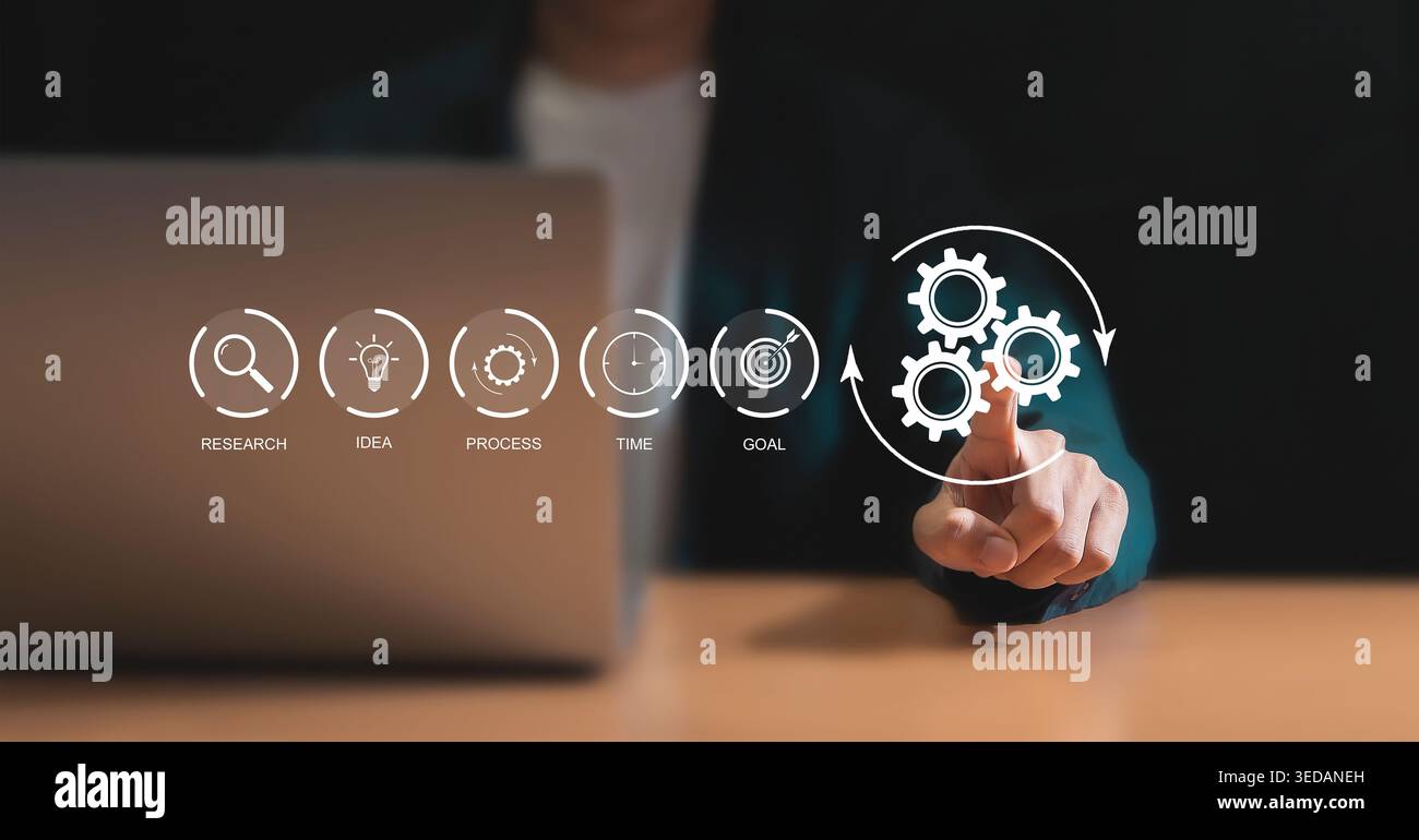 Automation workflow optimization ideas industrial business process marking Stock Photo