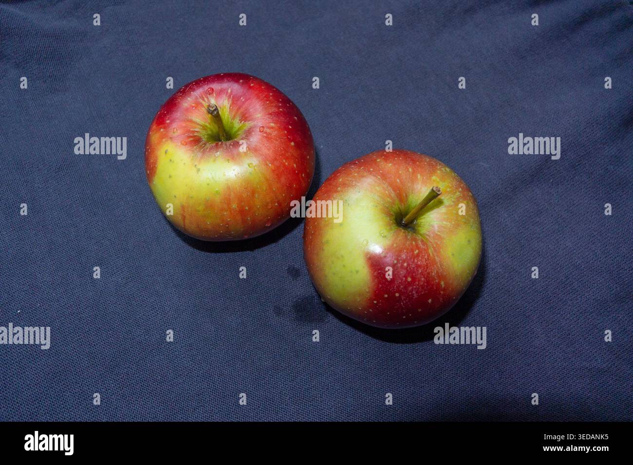 Two apple on grey background Stock Photo