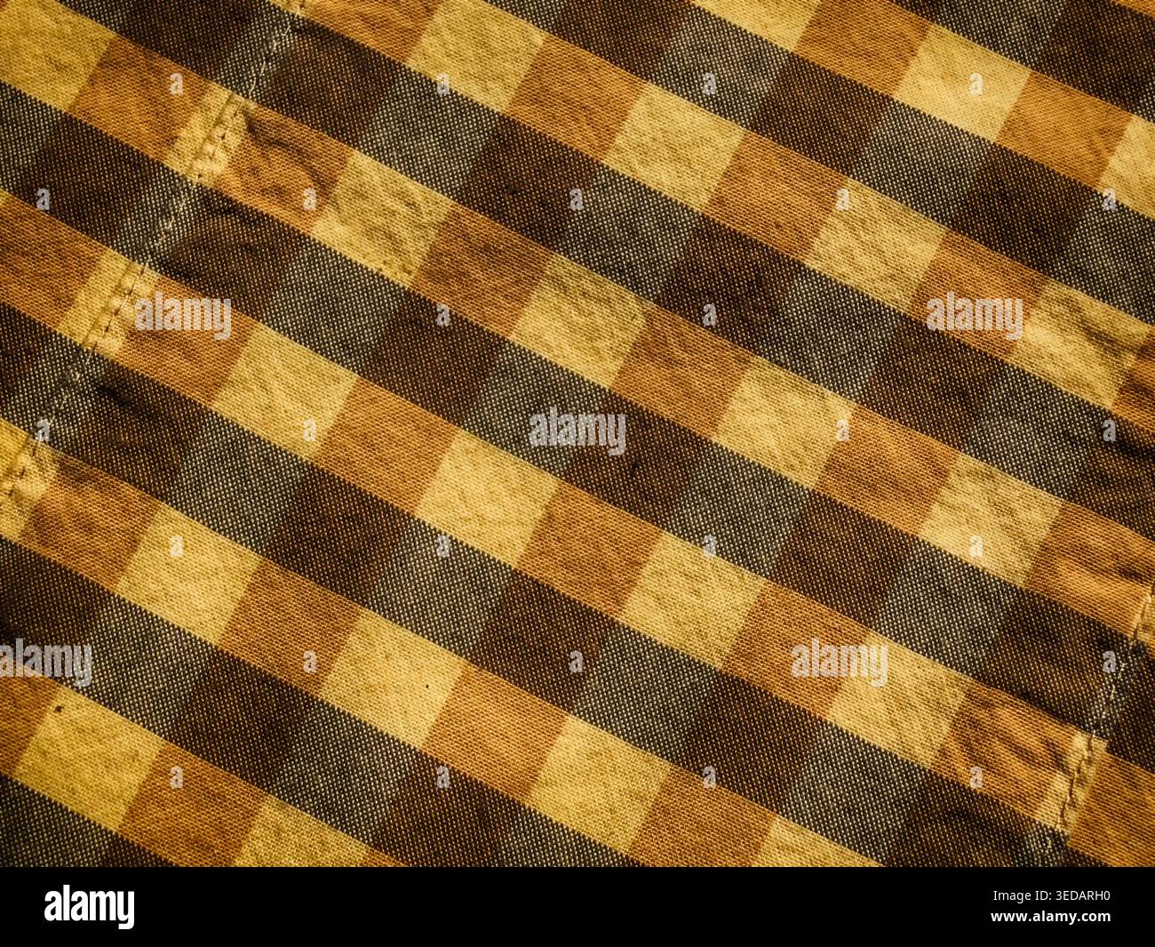 Yellow-gray check textile texture Stock Photo
