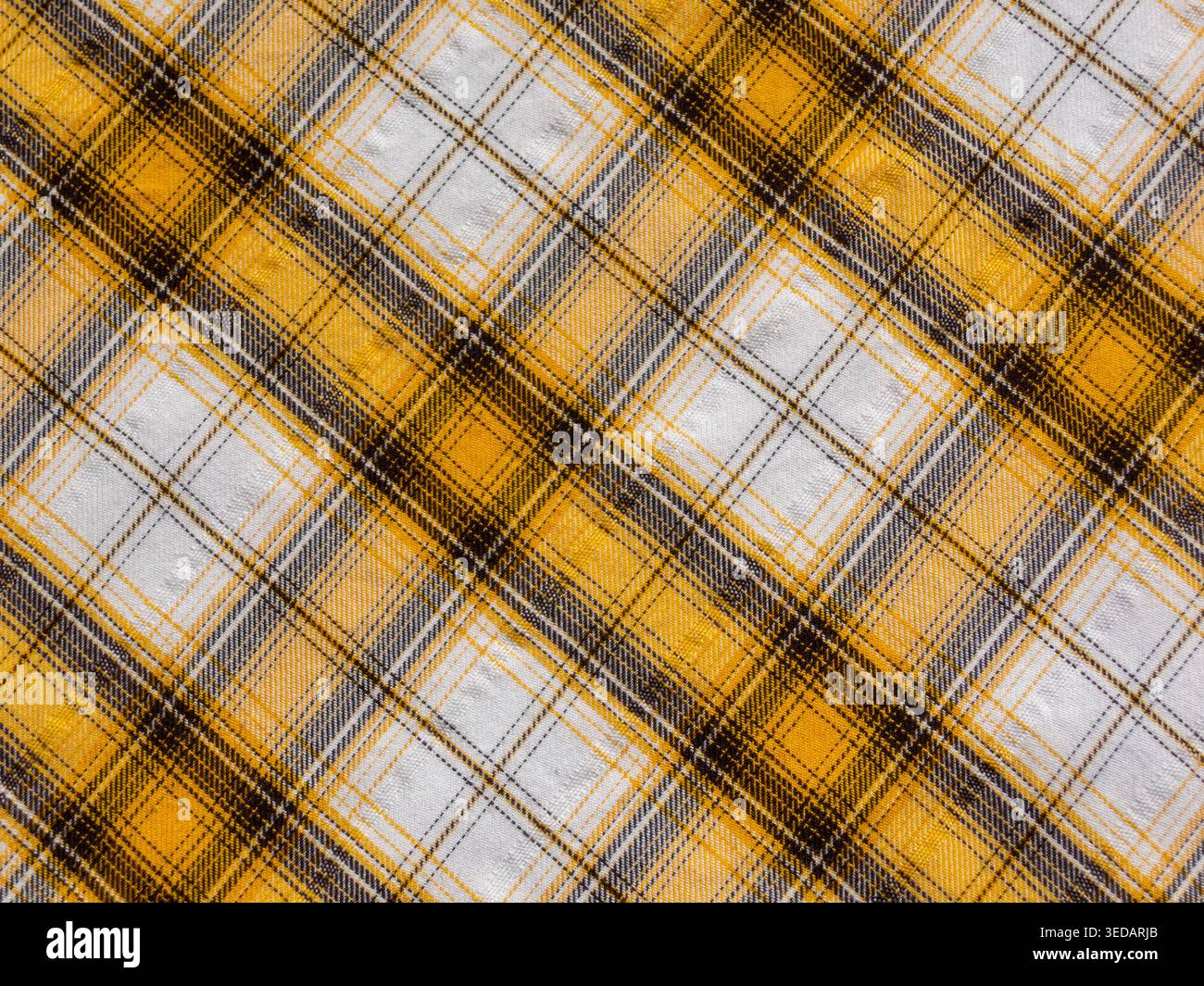 Yellow-white check textile background Stock Photo