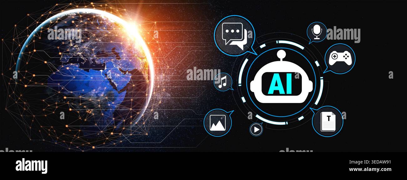 Futuristic Technology Concept Illustrating Artificial Intelligence and ...