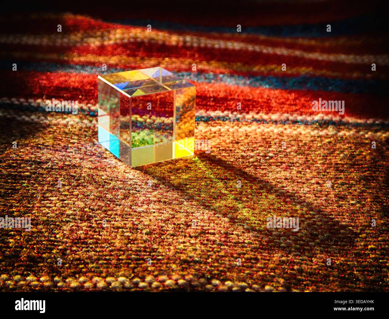 Glass cube prism colored decoration for education Stock Photo