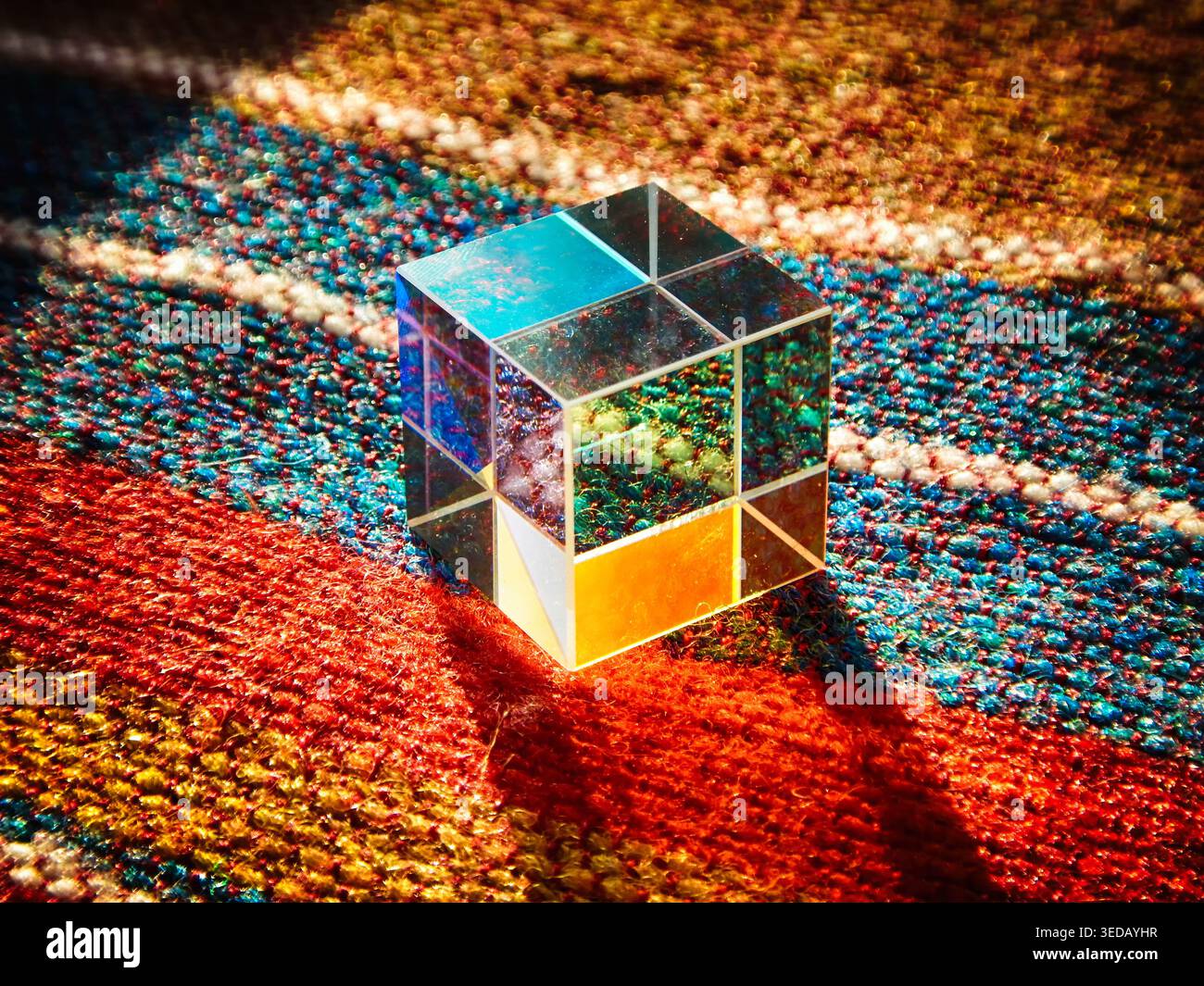 Glass cube prism multicolored decoration Stock Photo