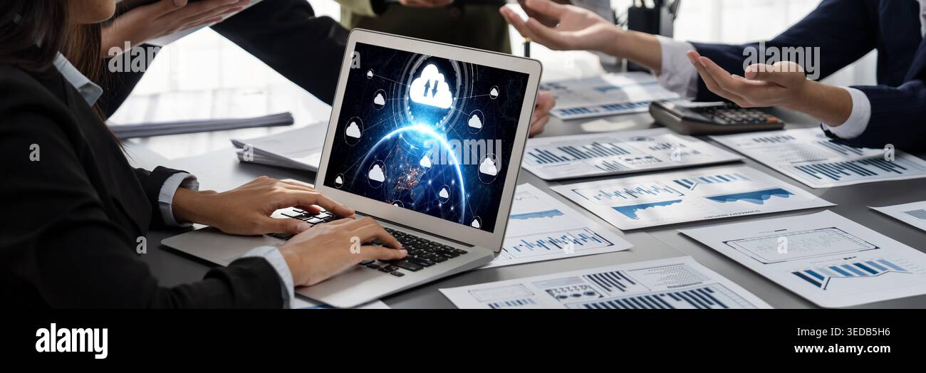 Cloud computing software for brisk remote work and personal data storage Stock Photo