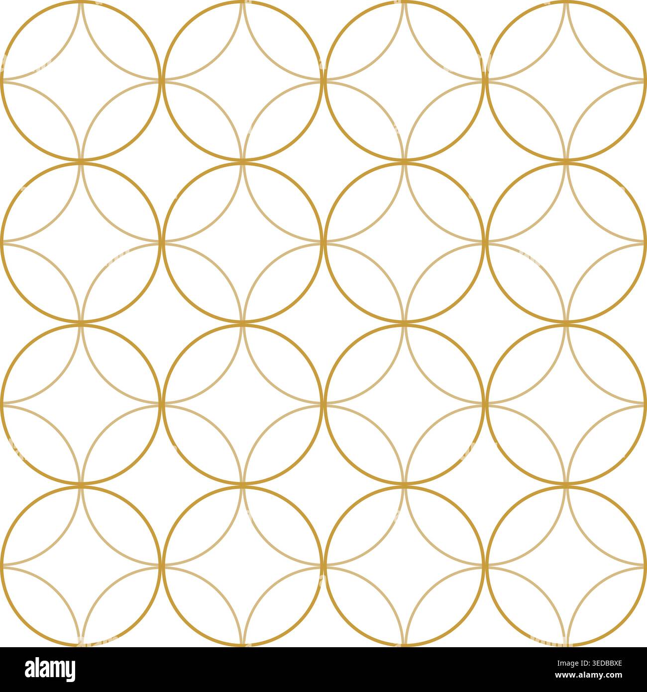 Minimal seamless pattern with overlapping gold circles forming a clean geometric ornament. Elegant and modern design with subtle luxury feel, suitable Stock Vector