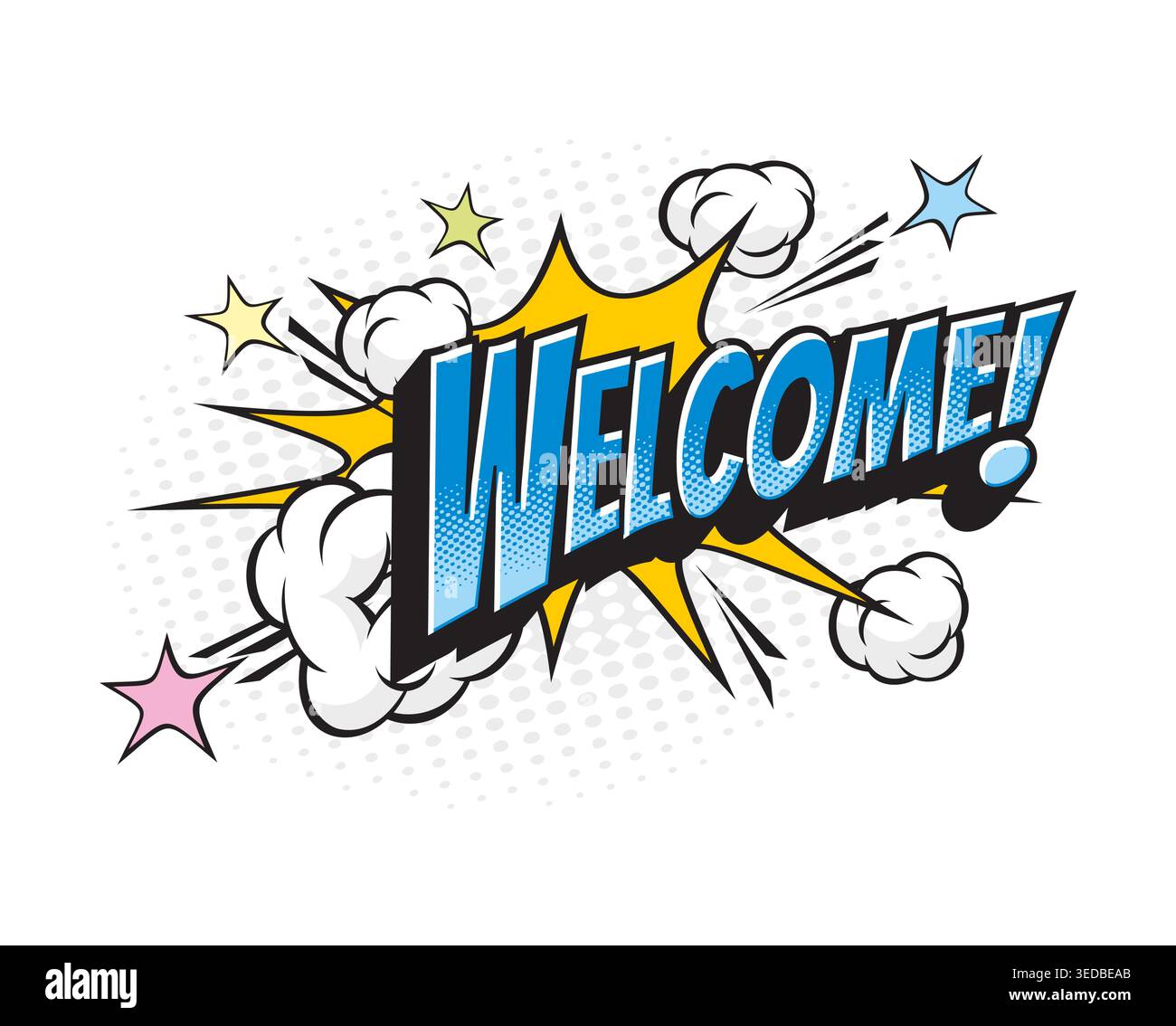 Cartoon pop art welcome comic speech bubble Stock Vector
