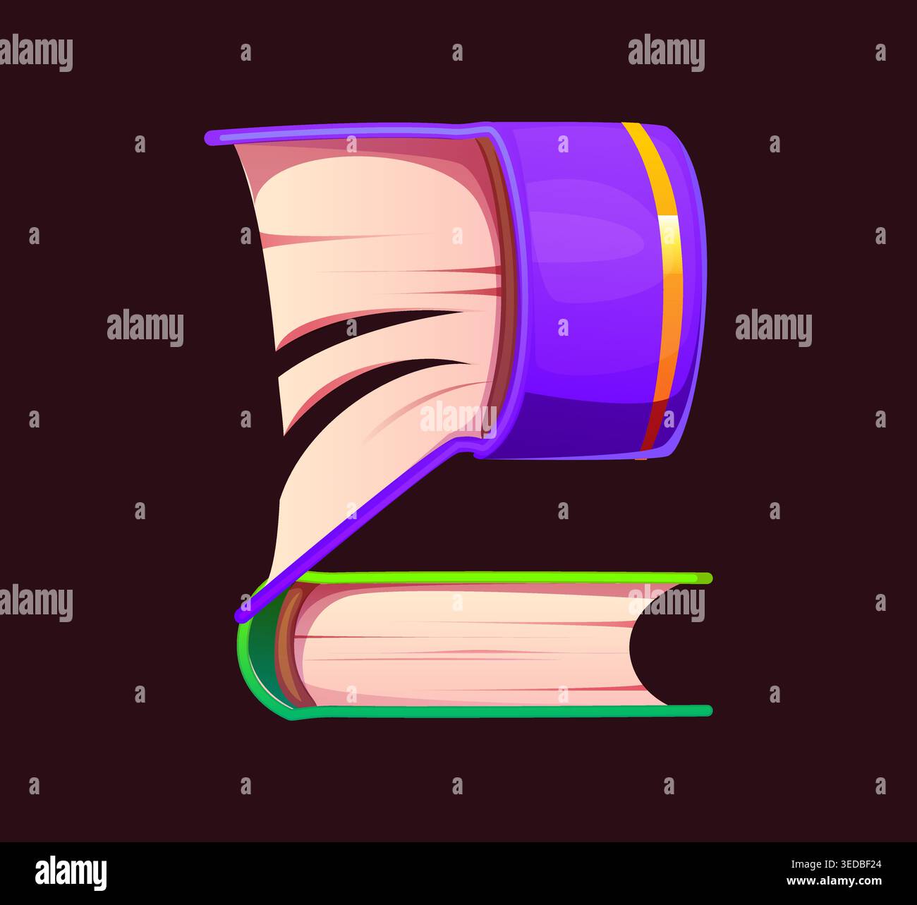Novel book ABC font type, typeset number 2 two Stock Vector