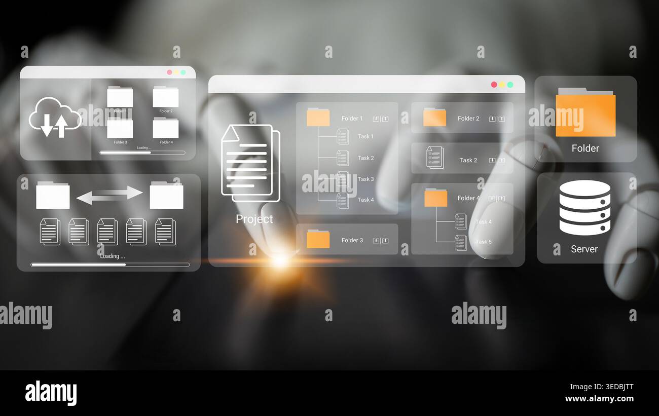 Artificial intelligence supports digital folder and server file organization for improved workflow and structure Parse Stock Photo