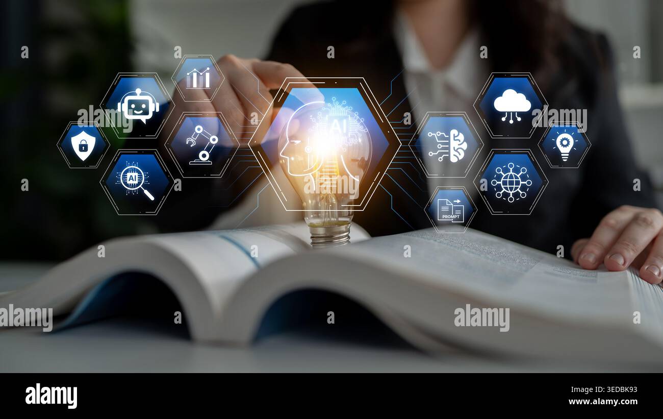 Artificial intelligence use case concept linking analytics, security, cloud services and operations for modern organizations. Corpus Stock Photo