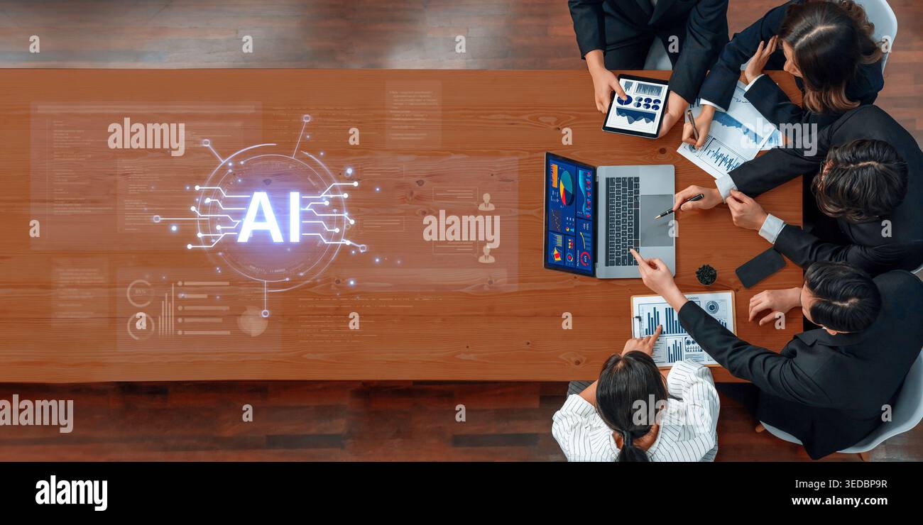 Futuristic software development concept featuring AI pair programmer, automated AI code generation, and real-time AI debugging. Ideal for DevOps and Stock Photo