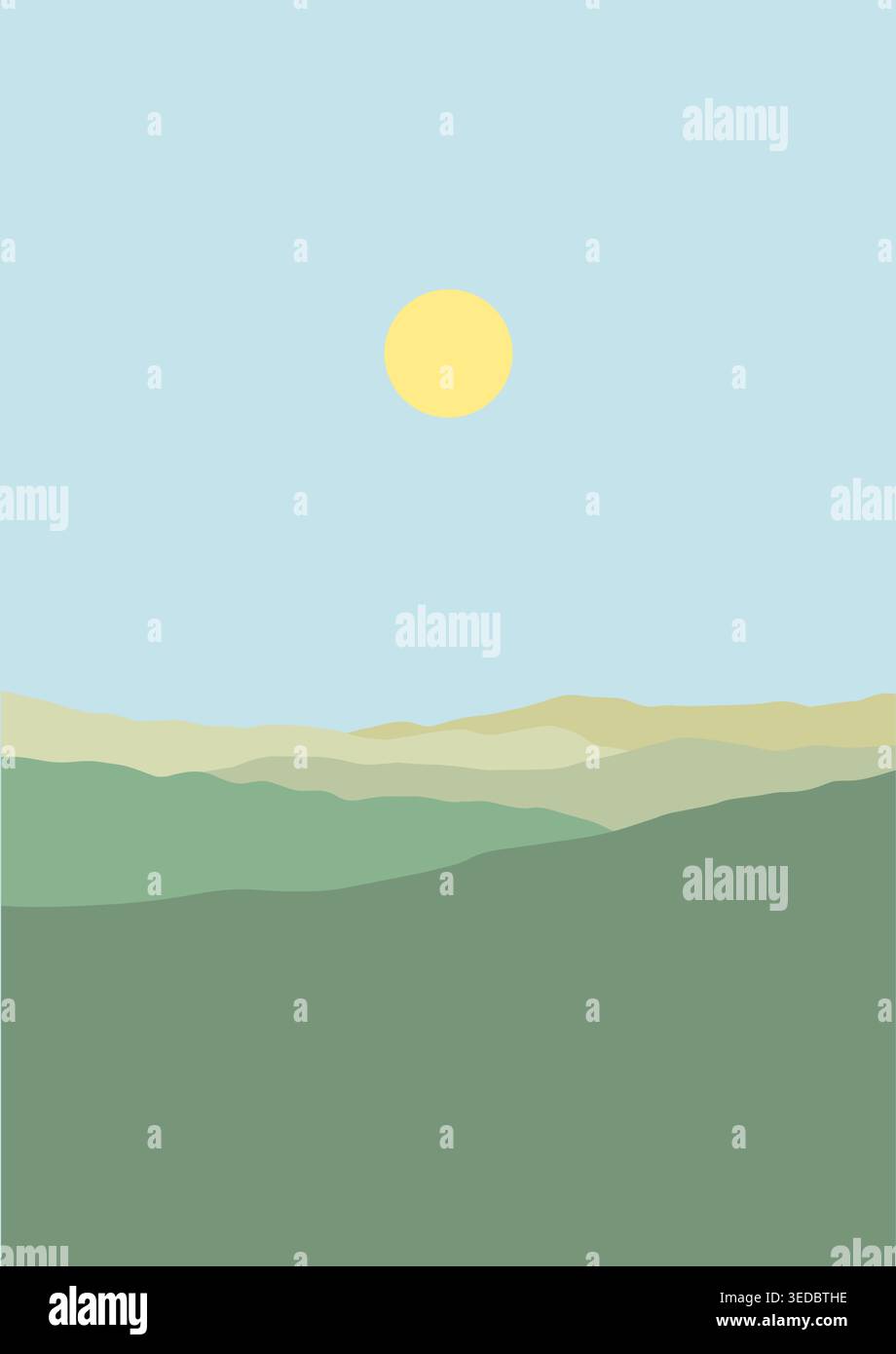 Minimal abstract hill landscape design background Stock Vector