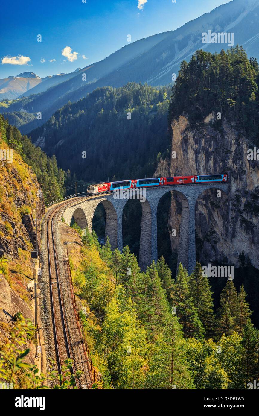 [Filisur, Switzerland - 21.09.2024]: Iconic red Glacier Express train ...