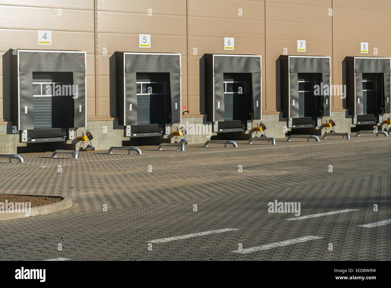 Loading docks in a logistics hall Stock Photo