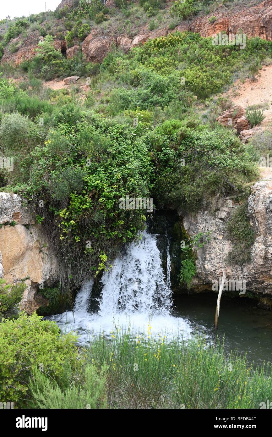 Waterfall or Cascade near the Source of the Infernet or La Cadière River between Vitrolles and Les Pennes-Mirabeau Provence France Stock Photo