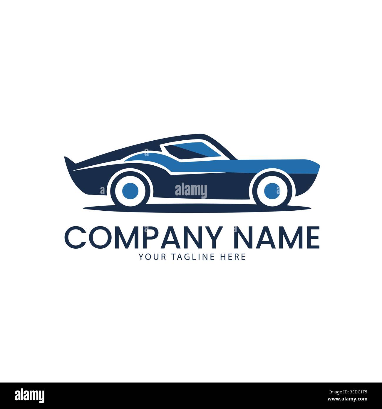 Blue car logo design, automotive company branding with modern vehicle icon Stock Vector