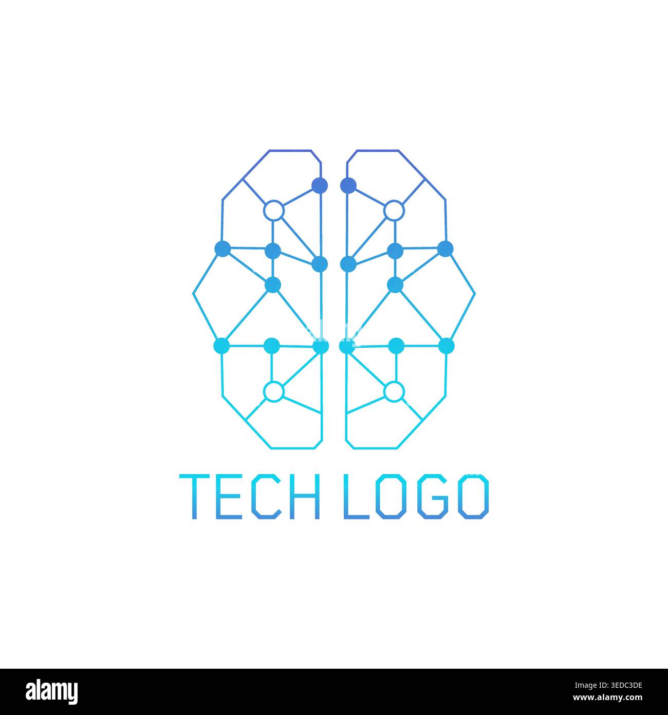 Tech mind logo with brain and digital network concept Stock Vector