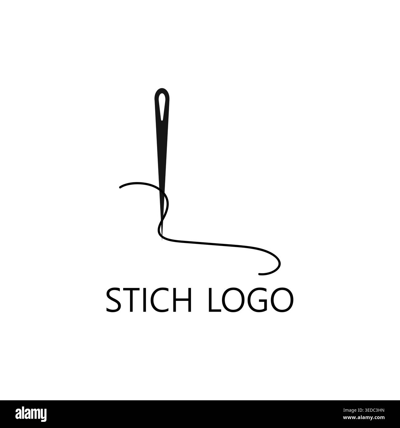 Stitch sewing logo with thread and needle concept Stock Vector
