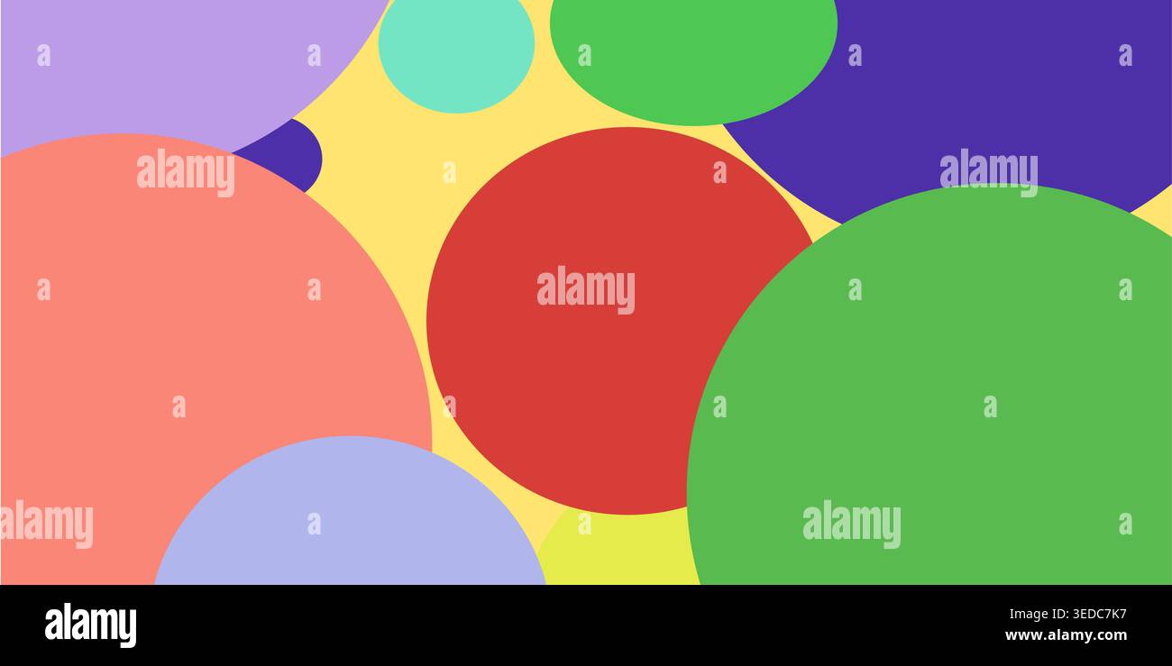 Abstract Colorful Circles on Yellow Background Stock Vector