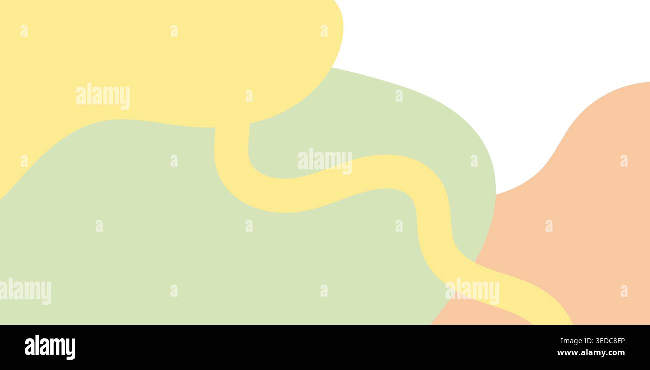 Abstract Pastel Waves in Yellow, Green, and Peach Stock Vector