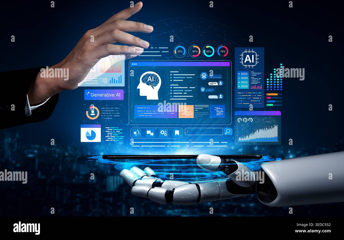 AI analytics dashboard interface for monitoring performance and data ...