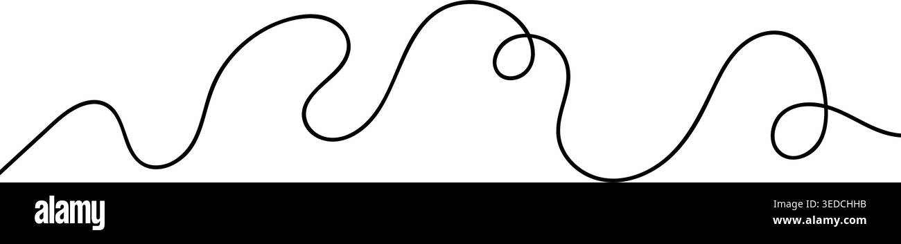 Continuous squiggle cable line creating abstract wavy vector illustration with flowing squiggles. Stock Vector
