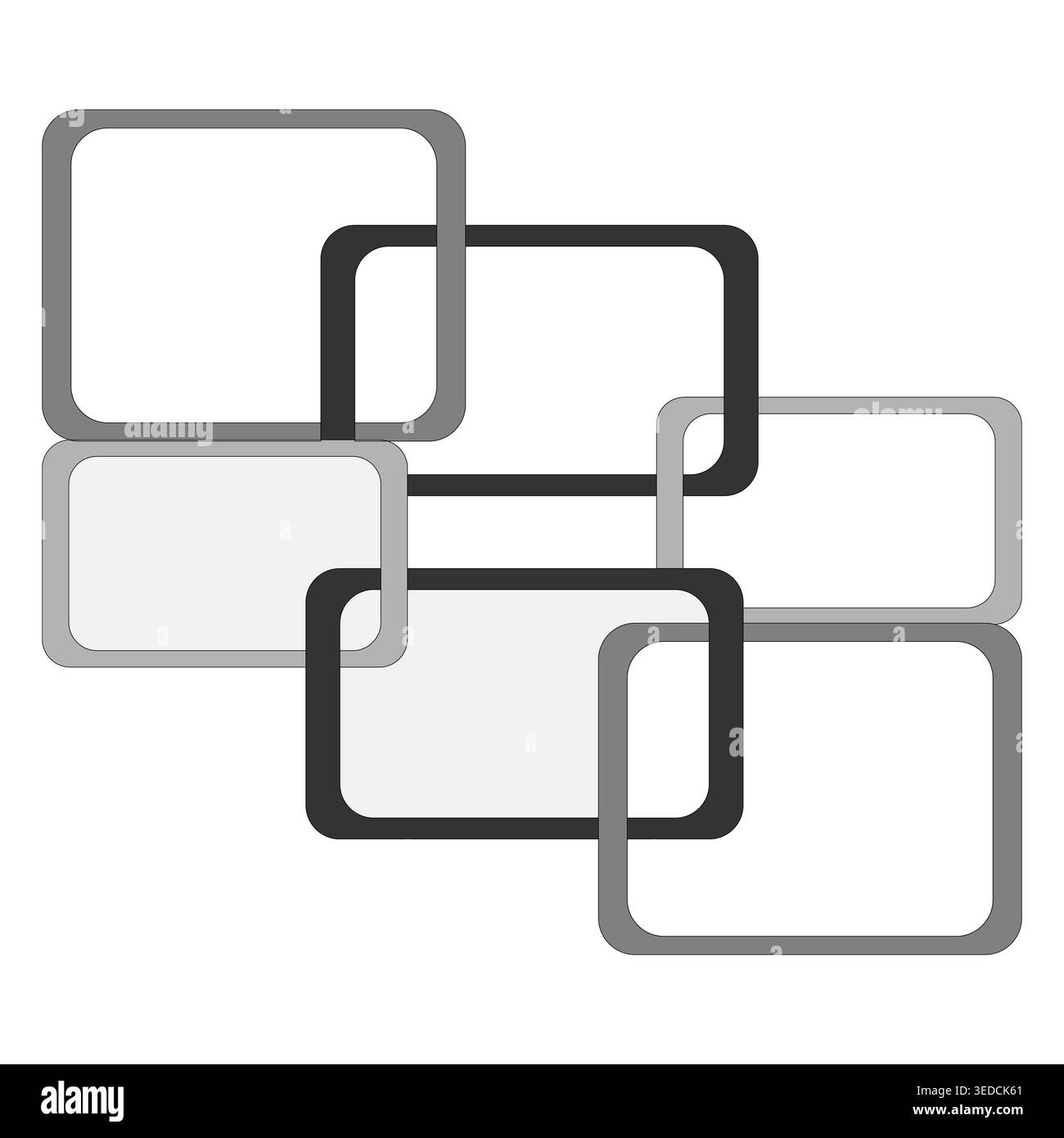 Interconnected rectangle frames. Geometric border Vector. Overlapping block composition. Darkened grey background. Stock Vector