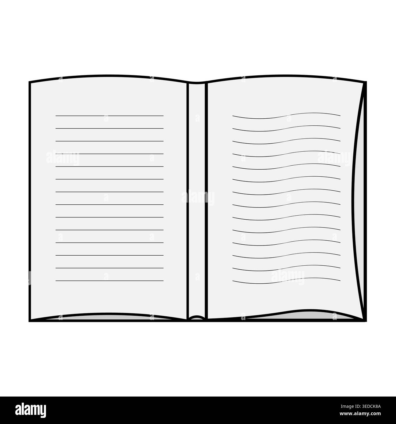 Detailed book illustration. Notepad icon Vector. Lines waves texture. Study education symbol. Stock Vector