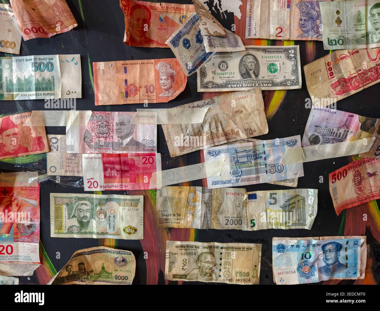 collection of international banknotes features currency from various ...