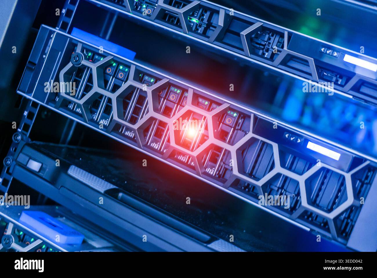 Explore a modern data center showcasing advanced server hardware with ...