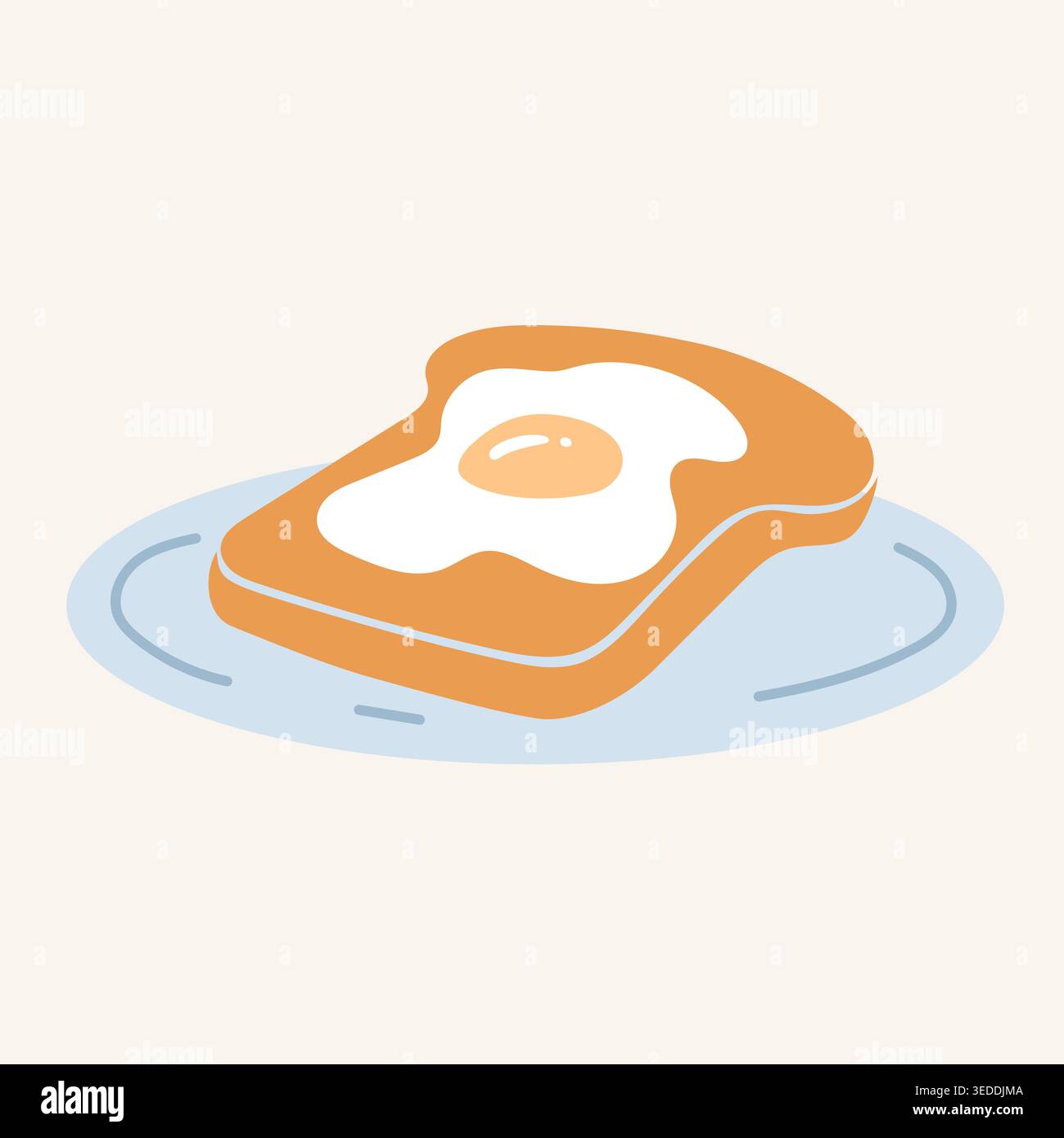 Fried Egg With Toast Isolated Flowers With Gradient Mesh, Vector Illustration Stock Vector