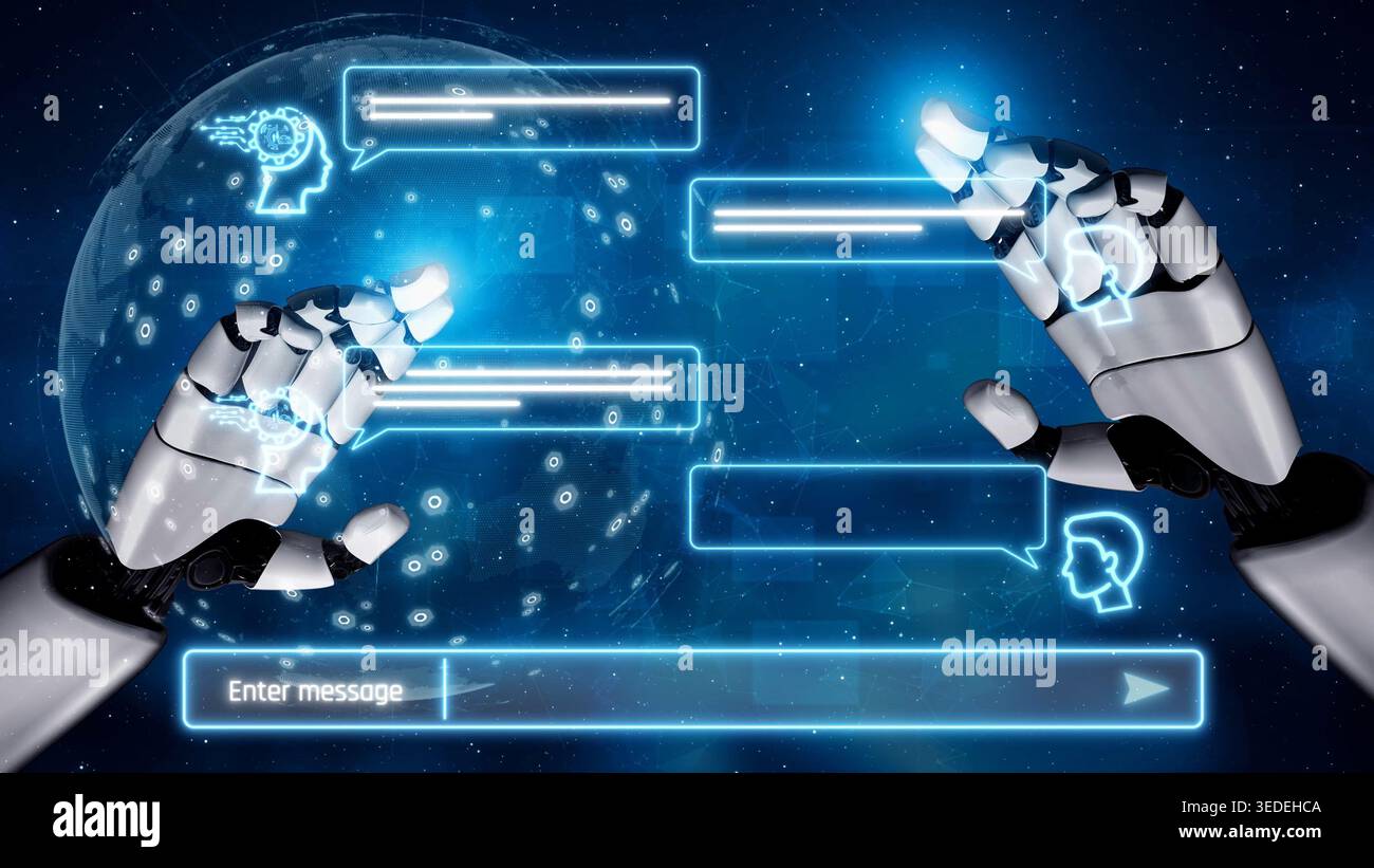 AI enhances chatbot interface by streamlining chatbot, communication, and AI support into one intelligent conversational platform Marrow Stock Photo