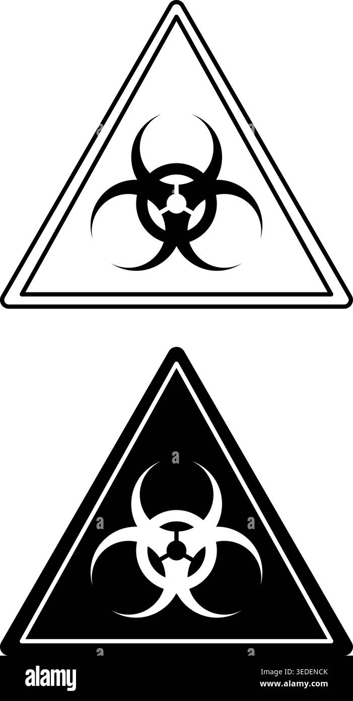 Biological Hazard Signs. Black and White Vector Icons. Danger Warning Sign Stock Vector